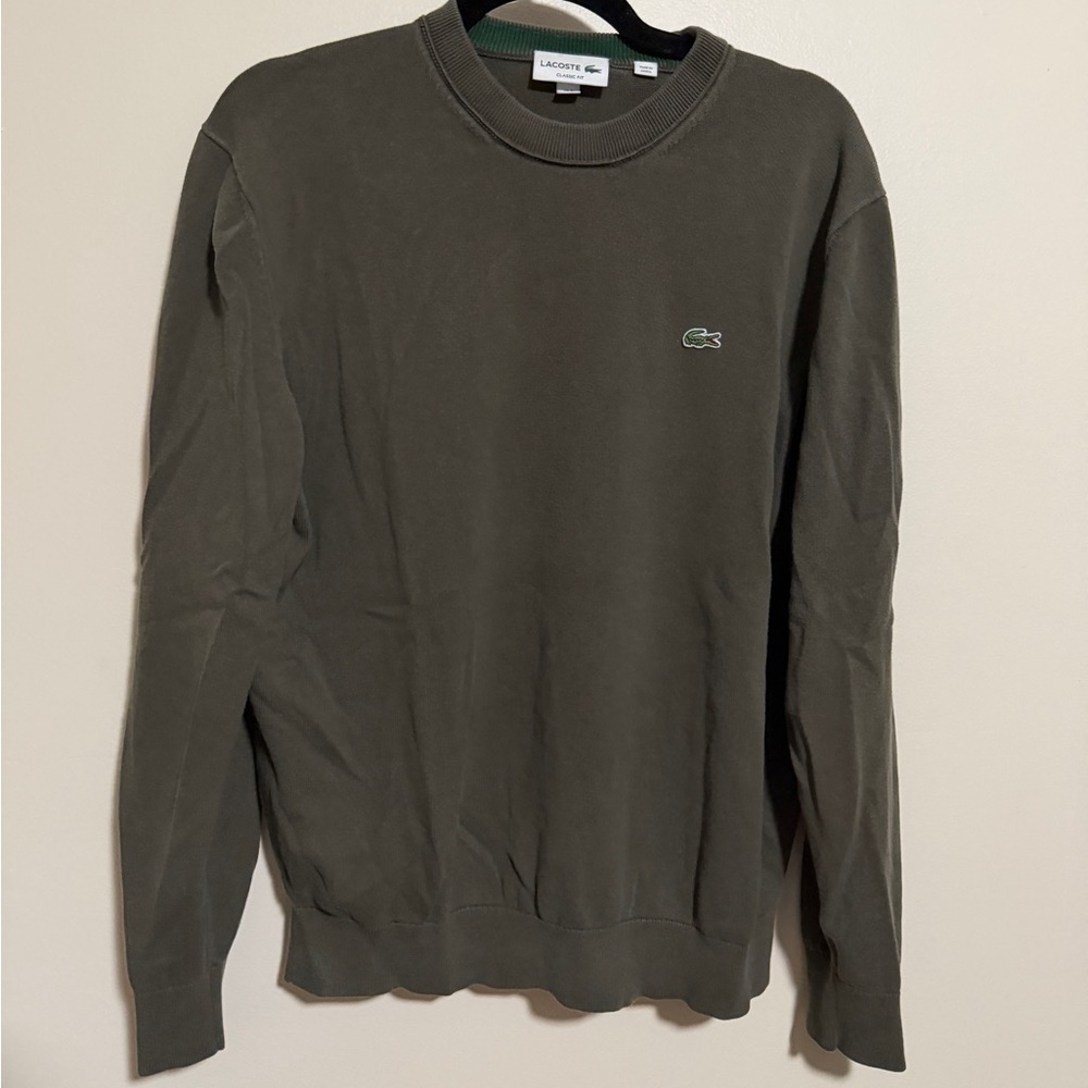 Lacoste men’s crew neck cotton sweater pullover - green size L (runs small!)